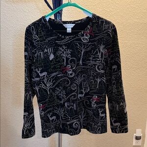 Christopher and Banks winter Scenic Long Sleeve Top. Size Large
